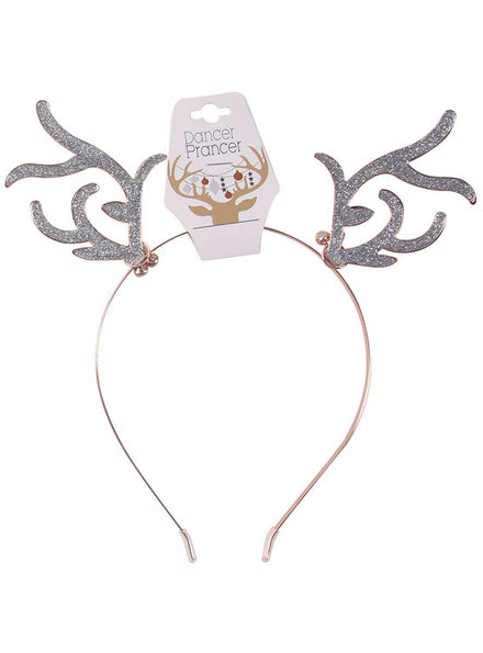 Image of Sparkly Gold and Silver Glitter Reindeer Ears Christmas Headband