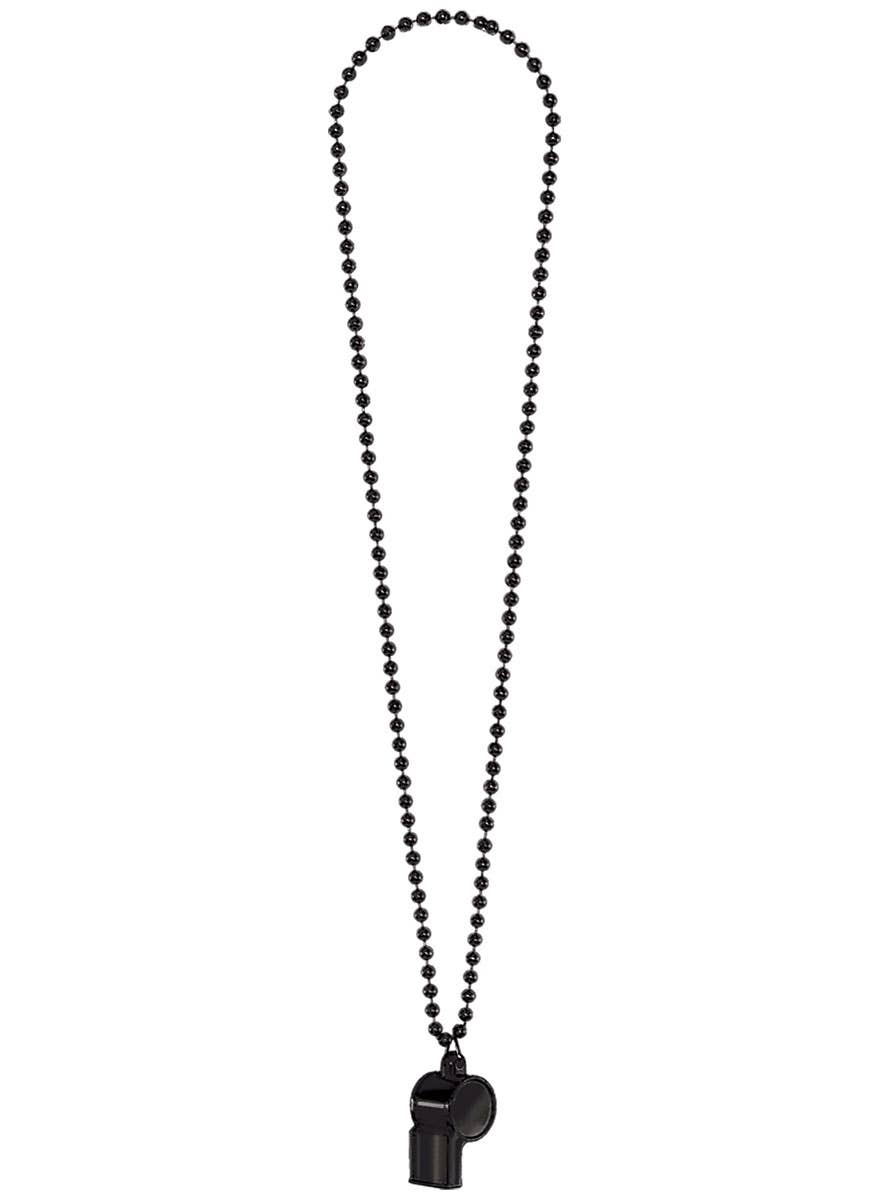 Image of Novelty Black Beaded Whistle Necklace Costume Accessory