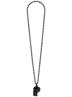 Image of Novelty Black Beaded Whistle Necklace Costume Accessory