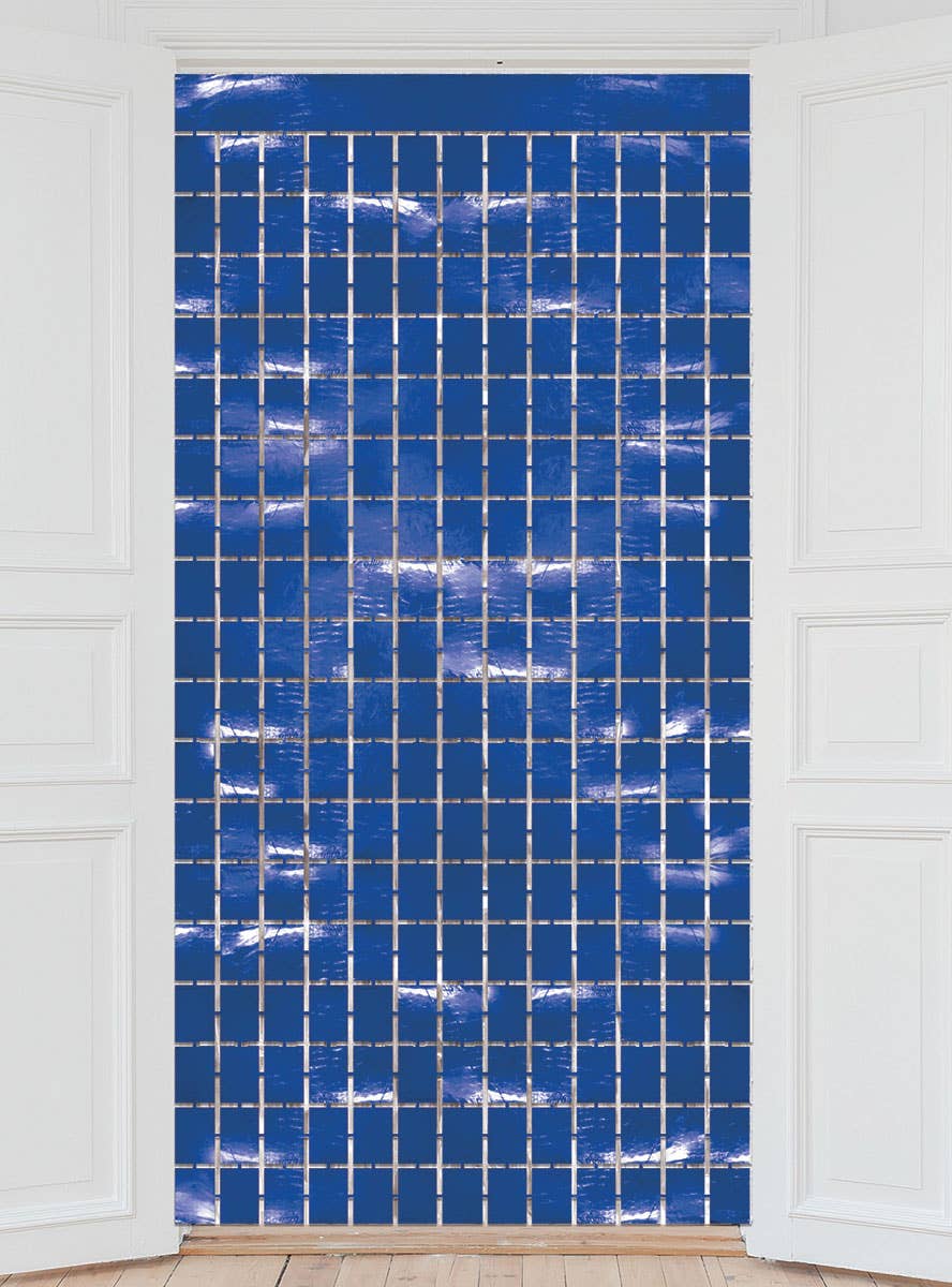 Image of Metallic Blue Square Foil 2m x 90cm Backdrop Decoration