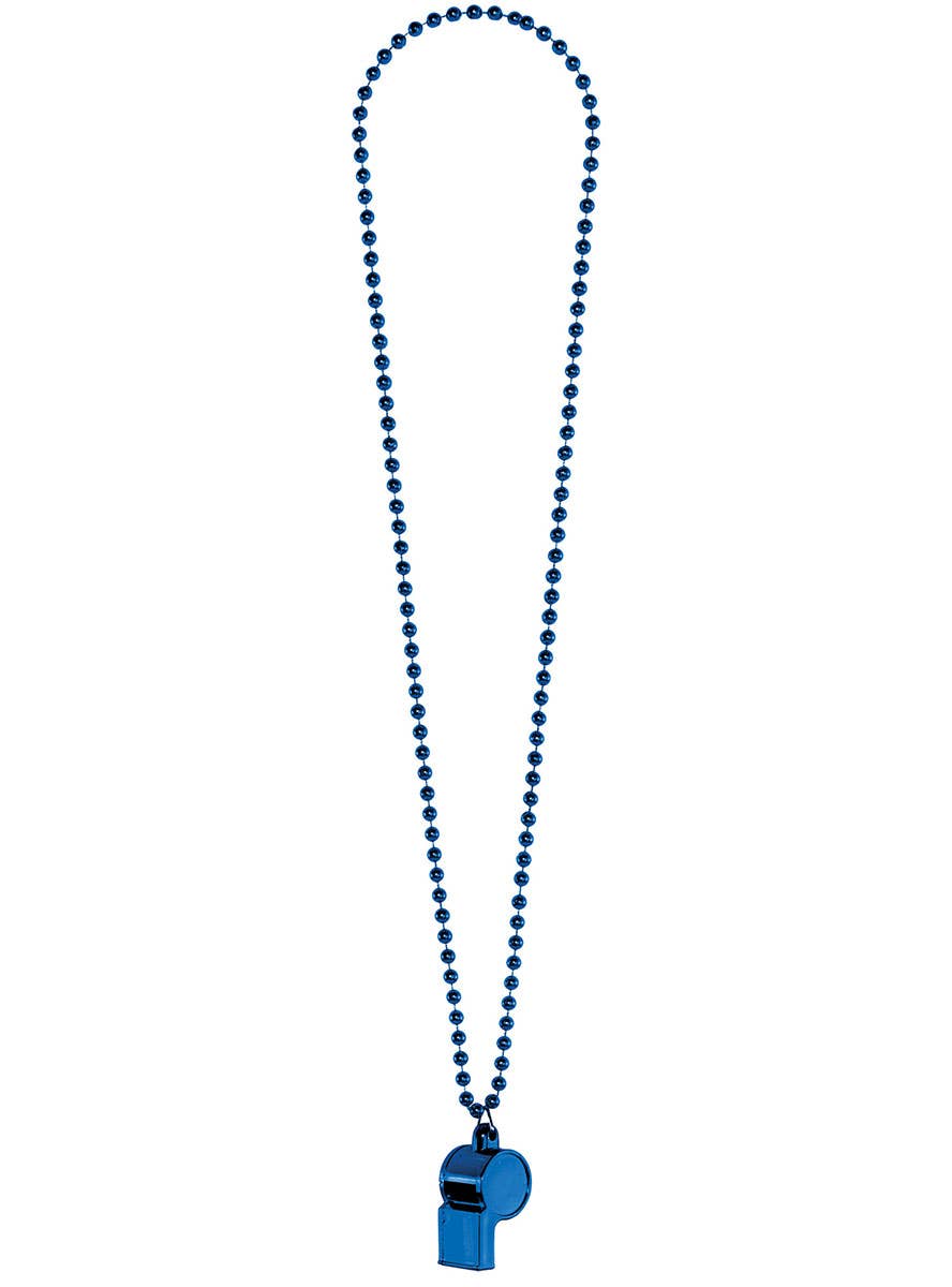 Image of Metallic Blue Beaded Whistle Necklace Costume Accessory