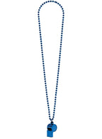 Image of Metallic Blue Beaded Whistle Necklace Costume Accessory