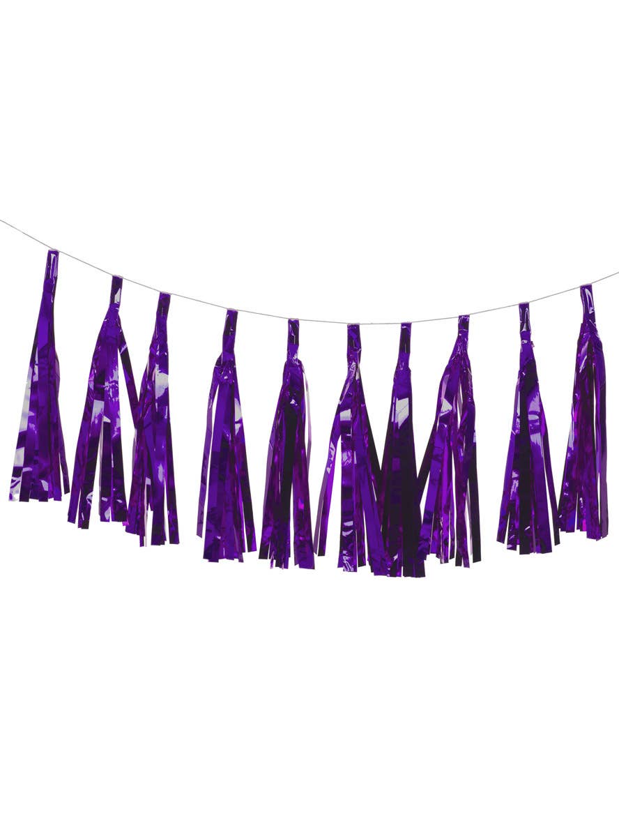 Image of Metallic Dark Purple 9 Pack Of 35cm Decorative Tassels - Main Image