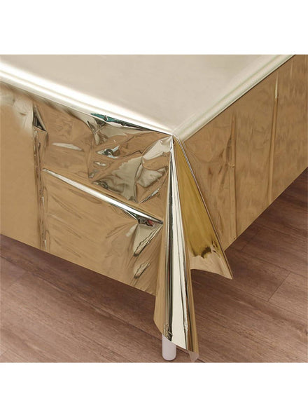 Image of Metallic Gold 254cm Plastic Table Cover