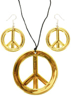 Image of 70's Peace Sign Hippie Necklace and Earrings Set