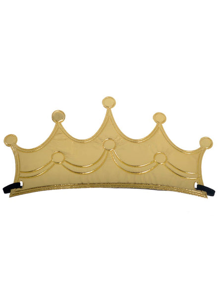 Image of Soft Metallic Gold Crown on Headband Costume Accessory - Main Image