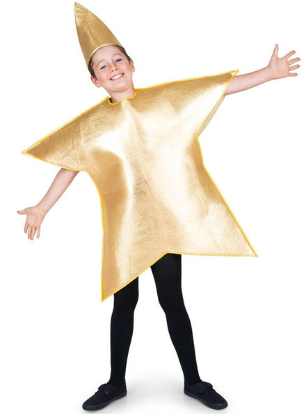 Image Of Metallic Gold Star Unisex Kids Costume