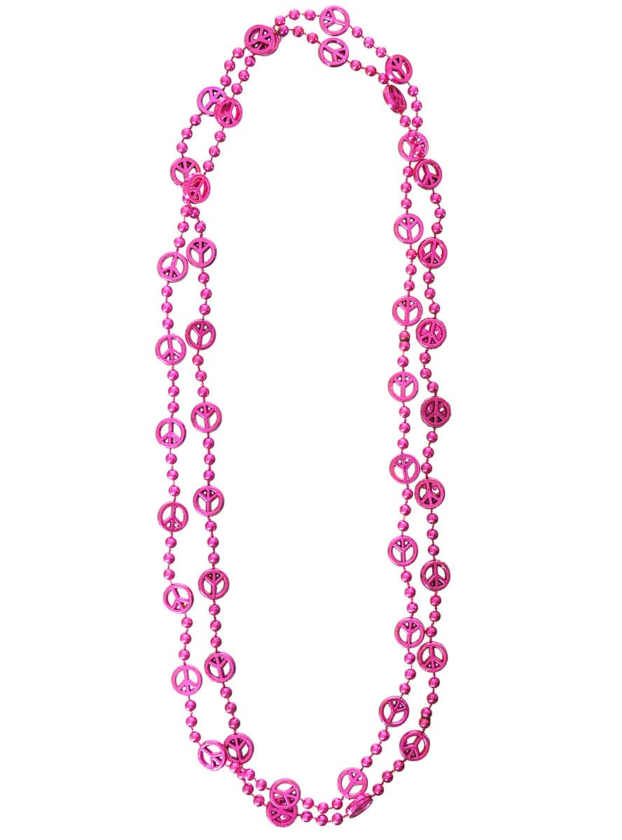 Image of Beaded Metallic Magenta Peace Sign Costume Necklaces