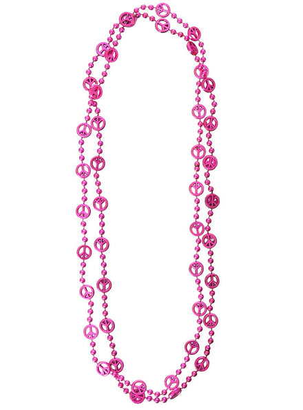 Image of Beaded Metallic Magenta Peace Sign Costume Necklaces