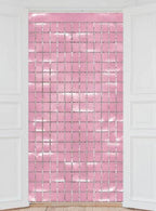 Image of Metallic Pink Square Foil 2m x 90cm Backdrop Decoration