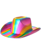 Image of Metallic Rainbow Striped Mardi Gras Cowboy Hat