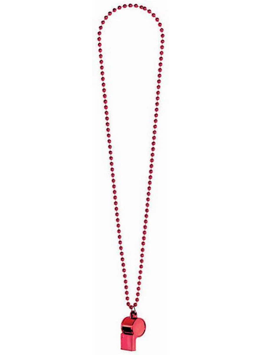 Image of Metallic Red Beaded Whistle Necklace Costume Accessory