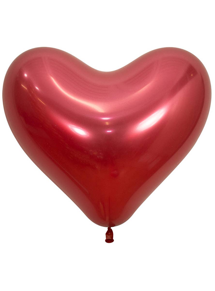 Image of Metallic Reflex Crystal Red Single 35cm Heart Shaped Latex Balloon