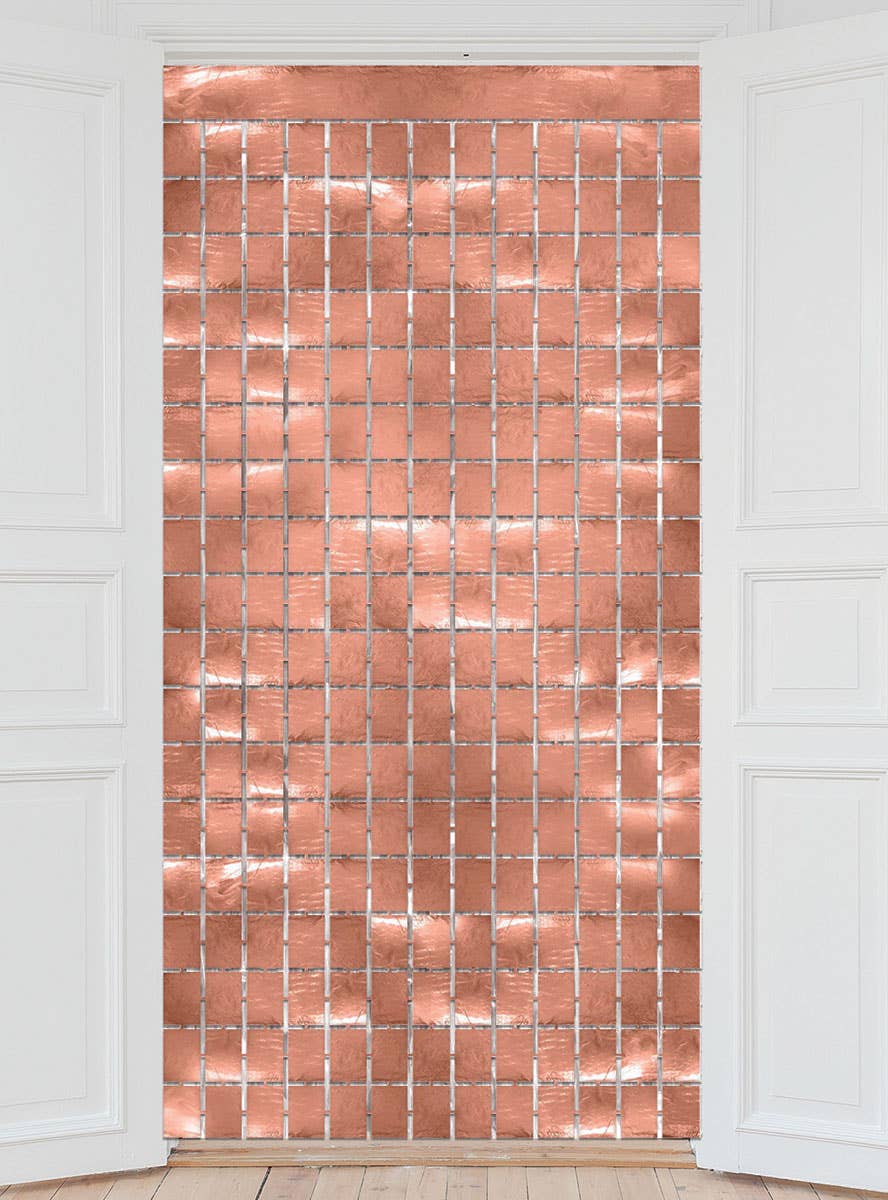 Image of Metallic Rose Gold Square Foil 2m x 90cm Backdrop Decoration