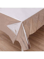 Image of Metallic Silver 254cm Plastic Table Cover