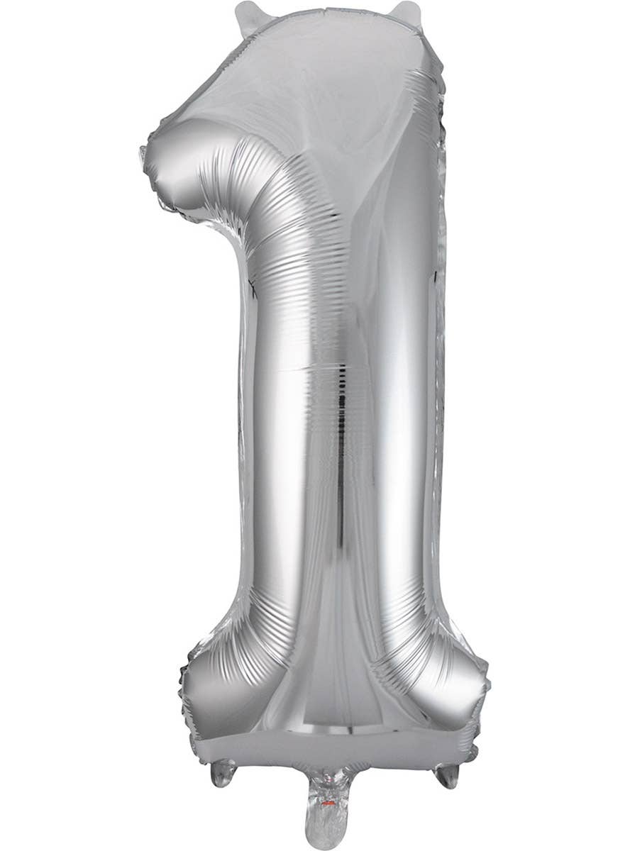 Image of Metallic Silver 84cm Number 1 Foil Balloon