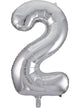 Image of Metallic Silver 86cm Number 2 Foil Balloon