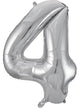 Image of Metallic Silver 84cm Number 4 Foil Balloon
