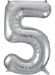 Image of Metallic Silver 84cm Number 5 Foil Balloon