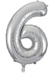 Image of Metallic Silver 86cm Number 6 Foil Balloon