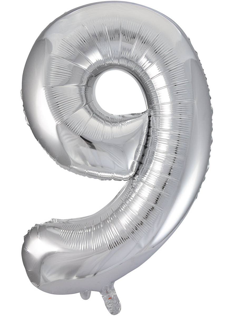 Image of Metallic Silver 84cm Number 9 Foil Balloon