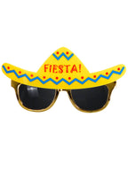 Image of Mexican Fiesta Sombrero Costume Glasses with Gold Frames