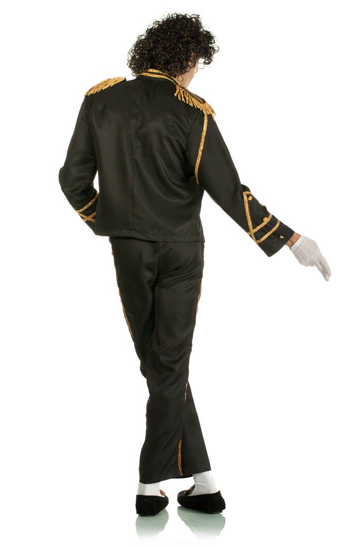 Men's Deluxe Black Military Michael Jackson Costume - Back Image