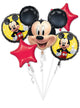 Image Of Mickey Mouse Red 5 Piece Foil Balloon Bouquet