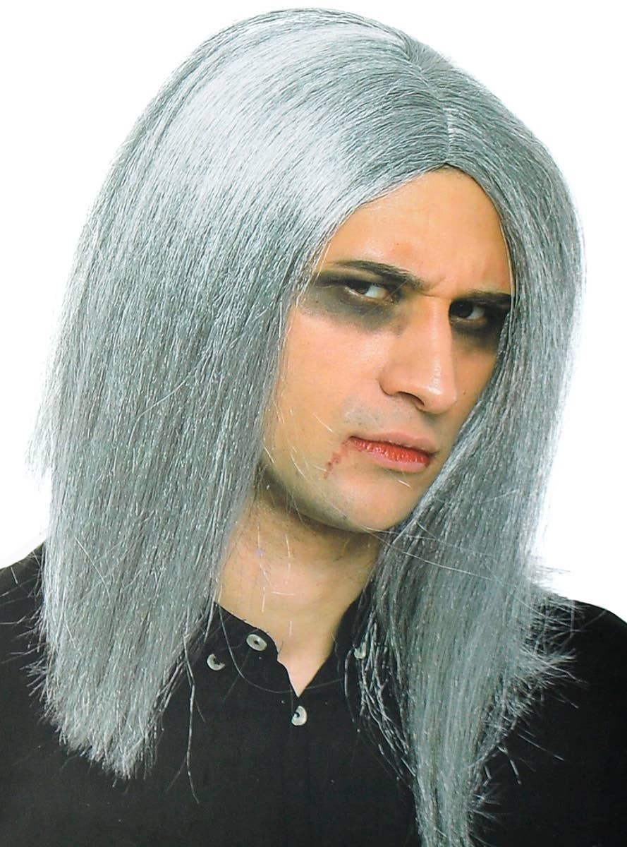 Image of Mid Length Men's Straight Grey Costume Wig