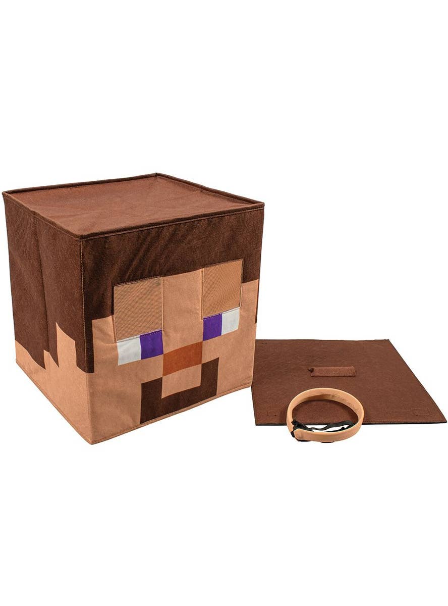 Image of 3D Full Head Minecraft Steve Costume Mask - Alternate Image