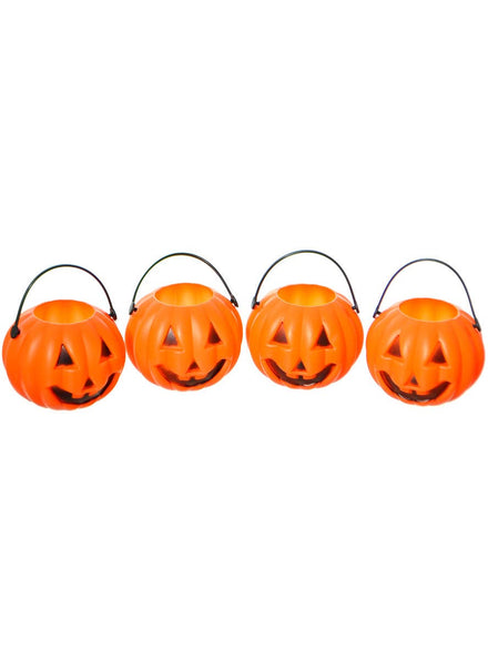 Image of Mini 5cm 4 Pack Orange Halloween Pumpkin Pails