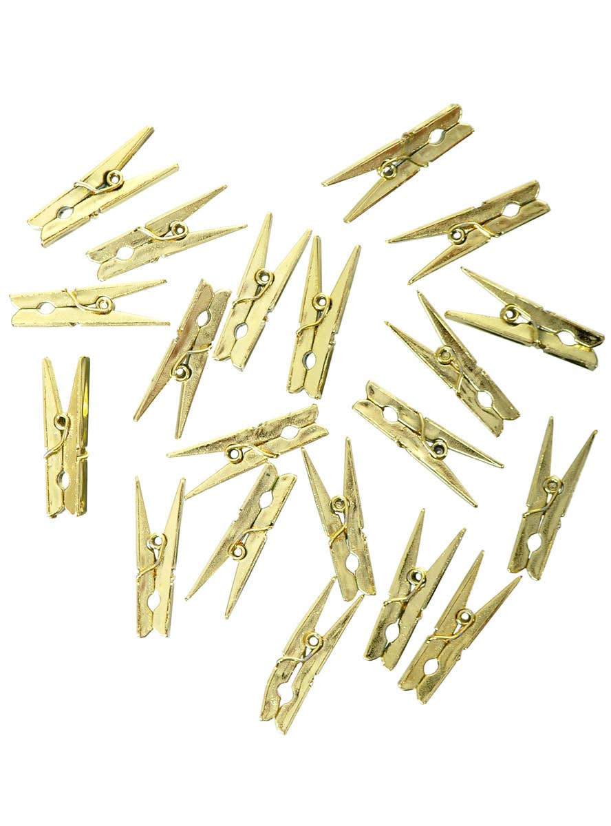 Image of Mini Gold 3cm Pack of 20 Party Decoration Pegs