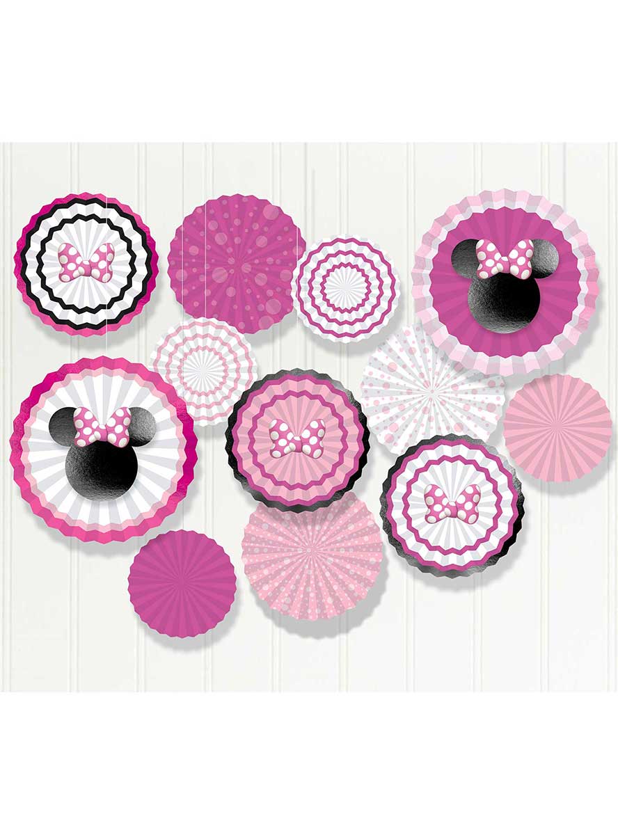 Image Of Minnie Mouse Forever 17 Pack Paper Fans Decoration Kit