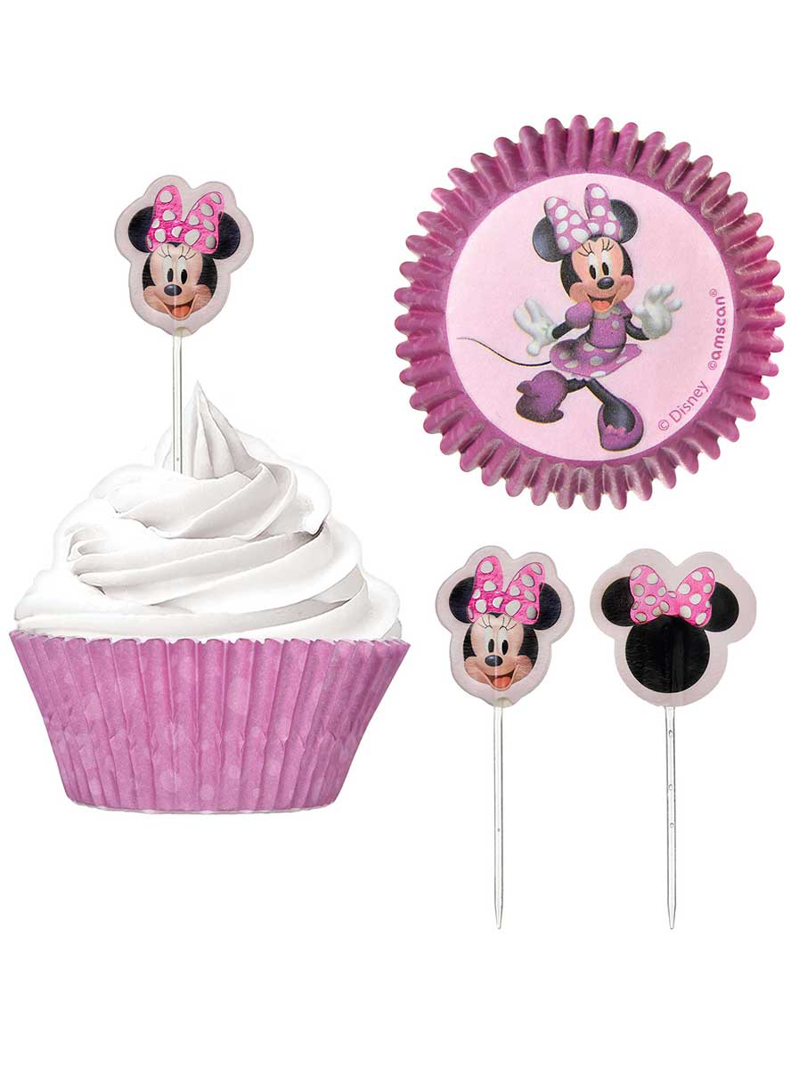 Image Of Minnie Mouse Forever 48 Pack Cupcake Pans and Picks Set