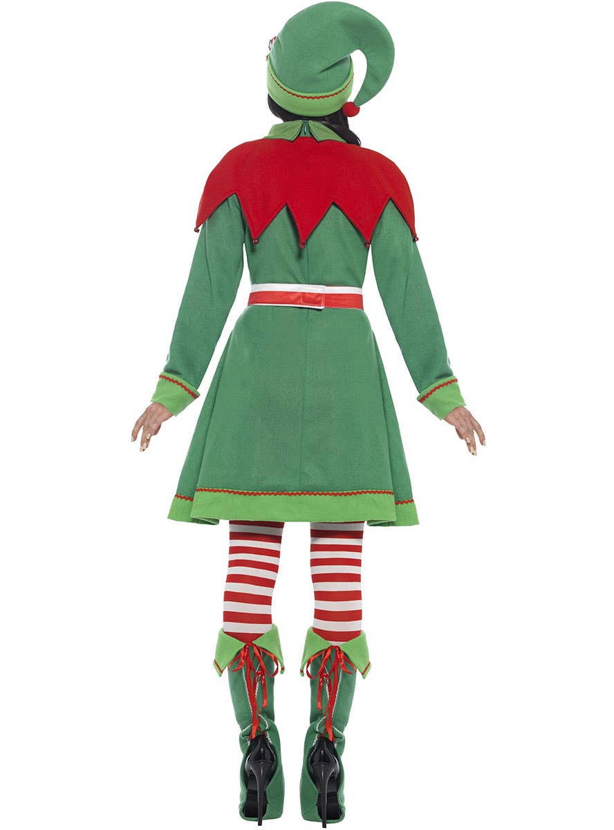 Image of Miss Elf Deluxe Women's Christmas Costume - Back Image