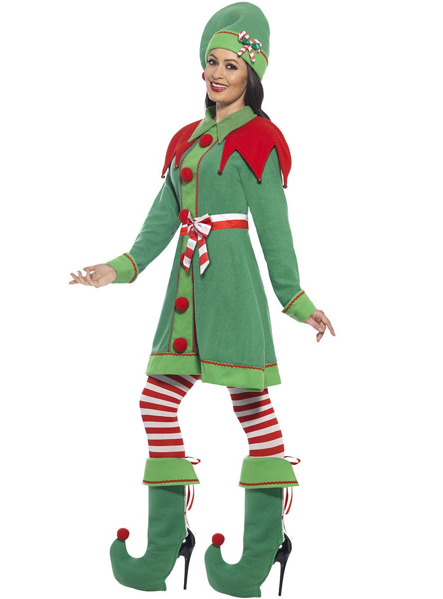 Image of Miss Elf Deluxe Women's Christmas Costume - Side Front Image