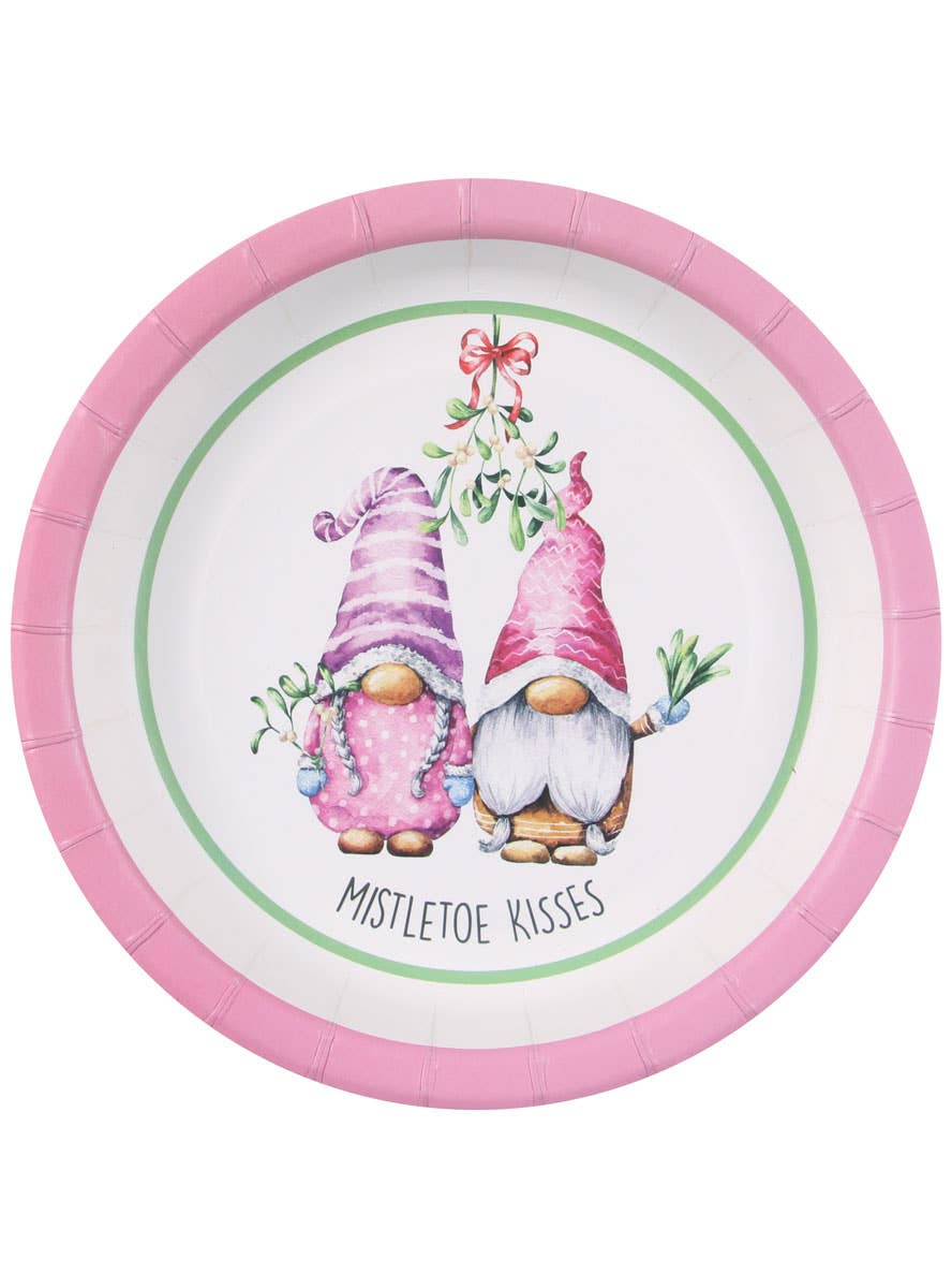 Image of Pink Christmas Gnomes 18cm Round Paper Plates
