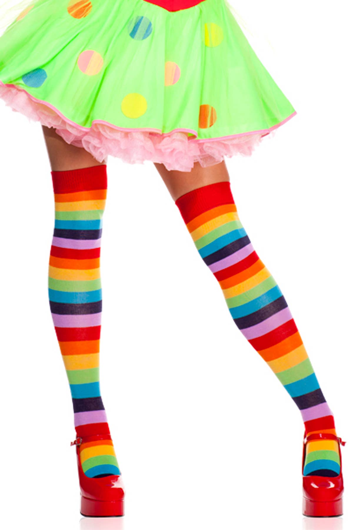 Rainbow Striped Thigh High Women's Stockings - Alternative View