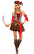Brown, Black and White Stripy Women's Pirate Wench Costume - Front Image
