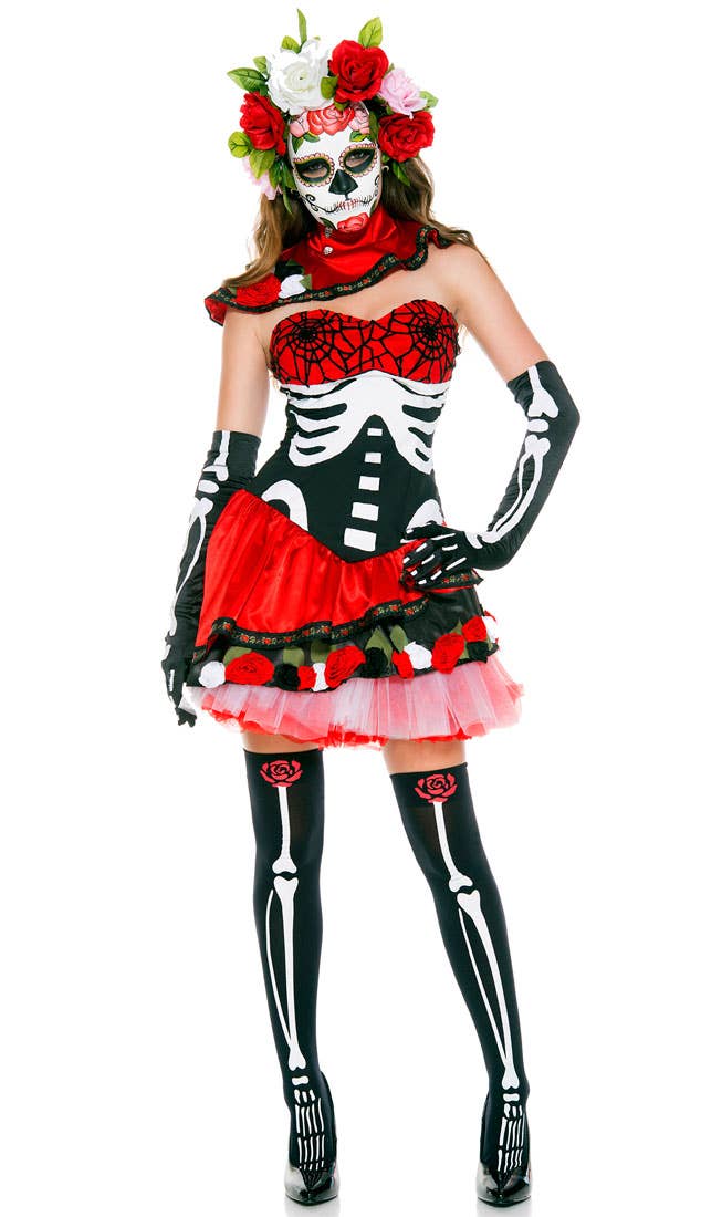 Sexy Miss Muerte Halloween Costume Womens Day Of The Dead Costume 7661