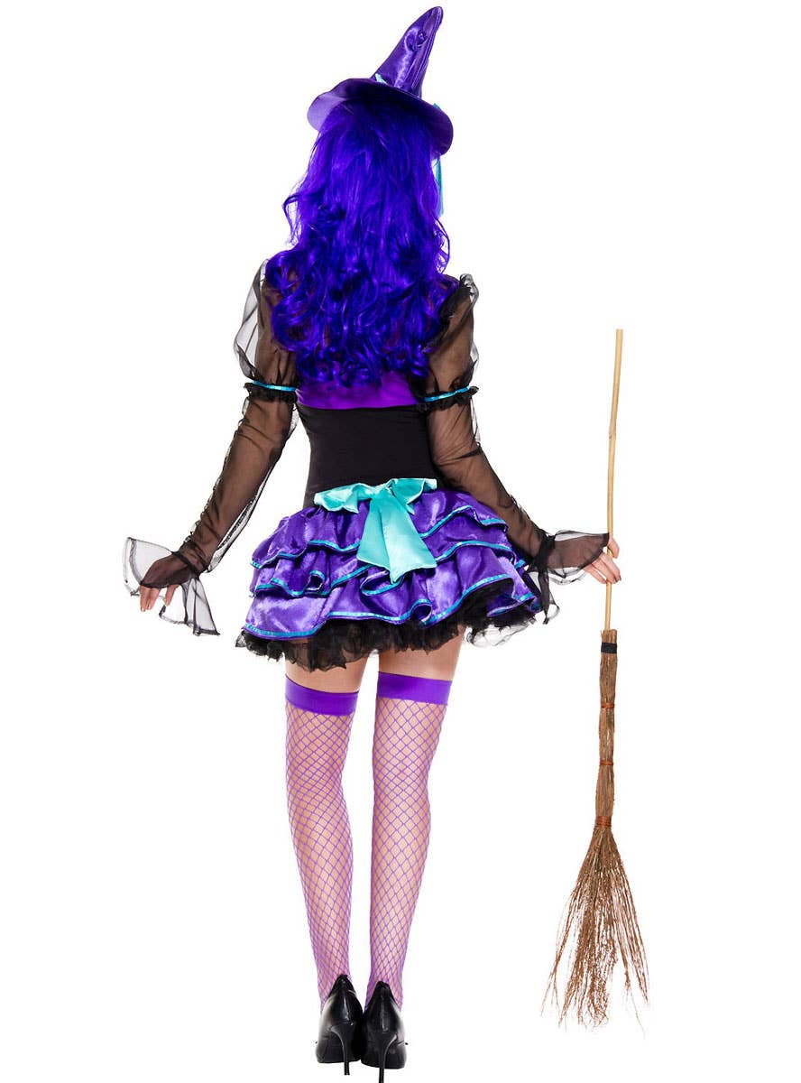 Women's Sexy Purple Witch Halloween Fancy Dress Costume Back Image