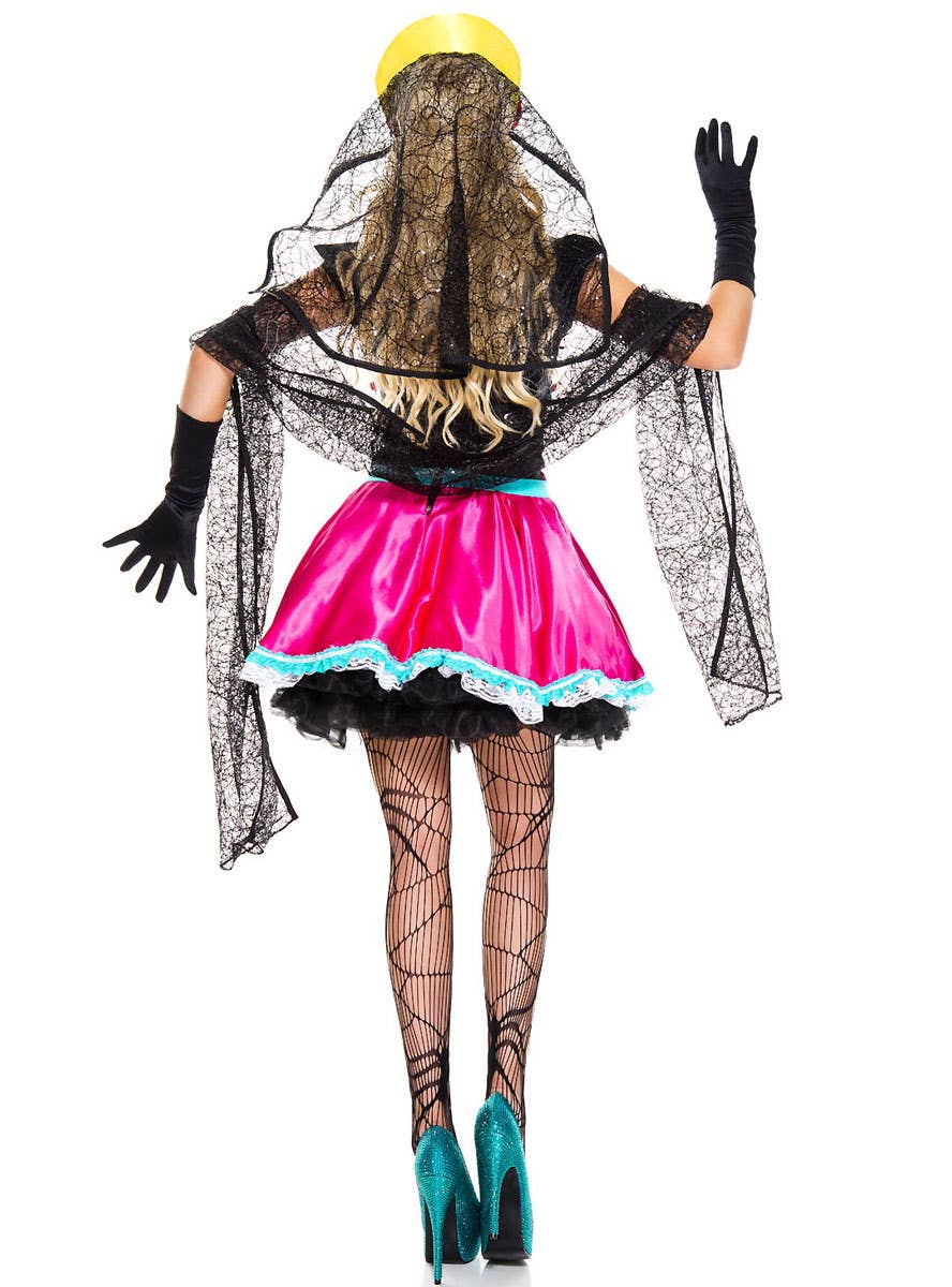 Sexy Day of the Dead Fancy Dress Costume for Women Back Image