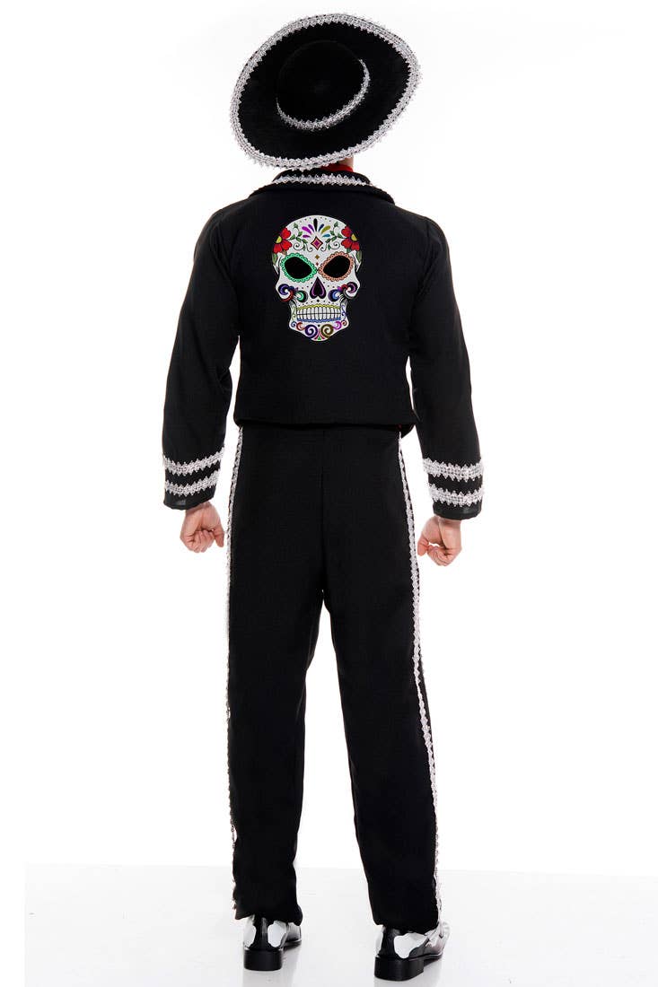 Men's Mexican Miriachi Day of the Dead Costume Back View