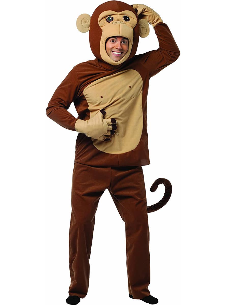 Image of Monkeying Around Adult's Brown Monkey Costume - Main Image