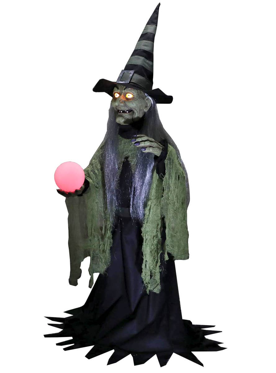 Moving Fortune Teller Witch Halloween Decoration with Lights and Sounds - Alternative Image