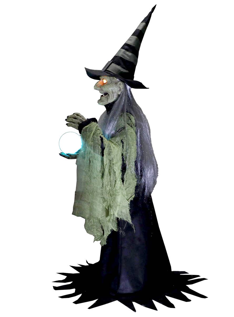 Moving Fortune Teller Witch Halloween Decoration with Lights and Sounds - Side Image