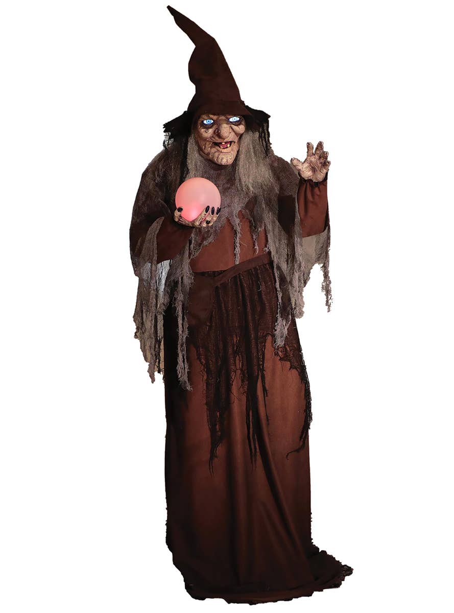 Deluxe 6 Foot Ragged Old Witch Halloween Decoration with Lights, Sounds and Movement - Front Image