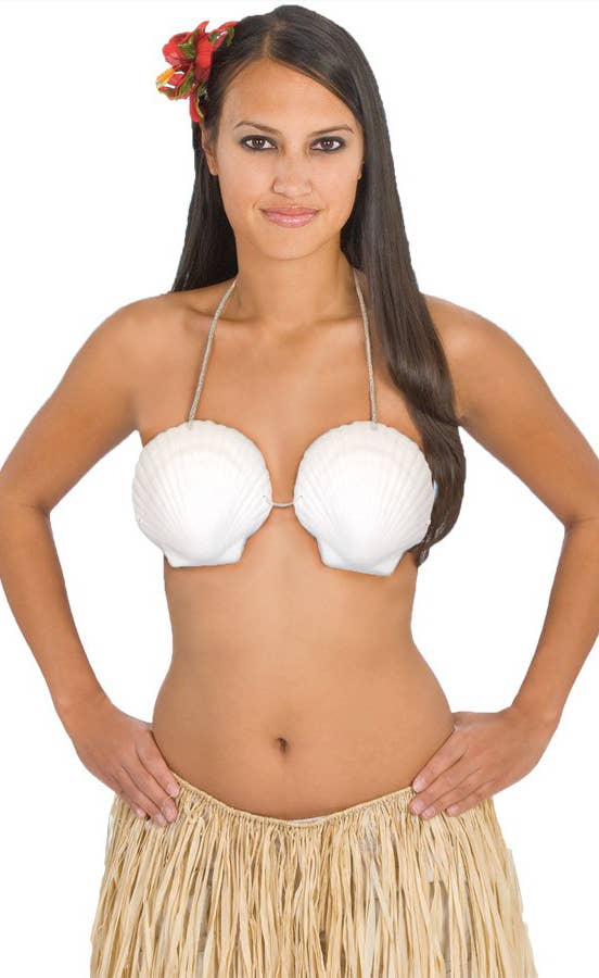 White Shell Bra Women's Hawaiian Costume Top Main Image