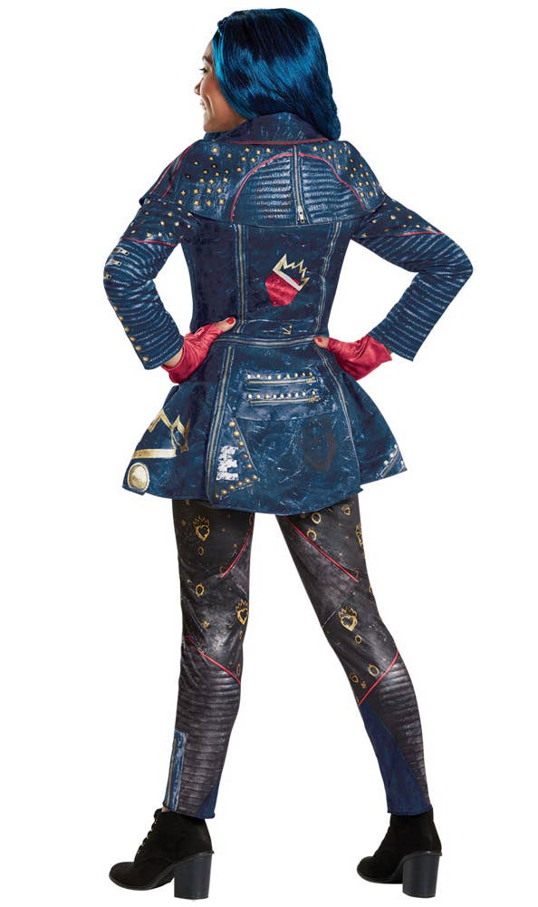 Girl's Blue Deluxe Evie Kid's Officially Licensed Disney Descendants 2 Fancy Dress Costume Back View Image