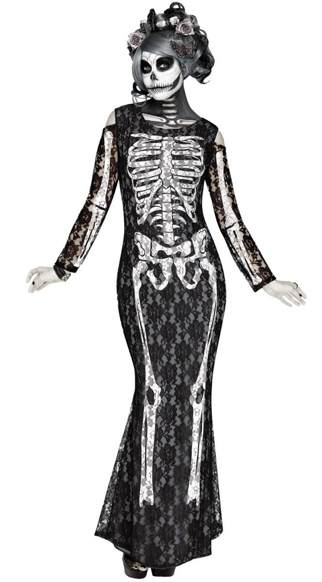 Lacy Bones Womens Skeleton Halloween Costume - Main Image